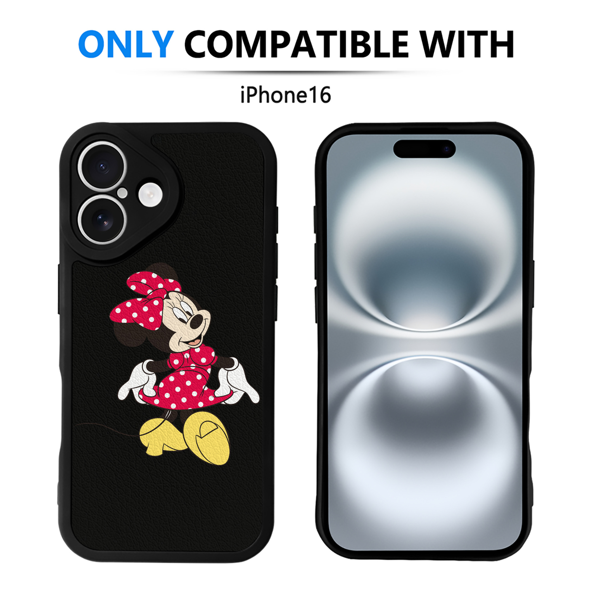 （画像用） ミッキーマウス Mickey Mouse 【iPhone 16シリーズ対応】シリコンスマホケース（レザー調） 材質：シリコン